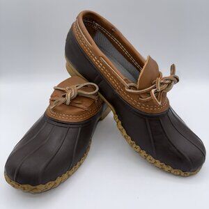 L.L. Bean Bean Boots Rubber Mocs Mens Size 9 Brown Leather Waterproof Made USA